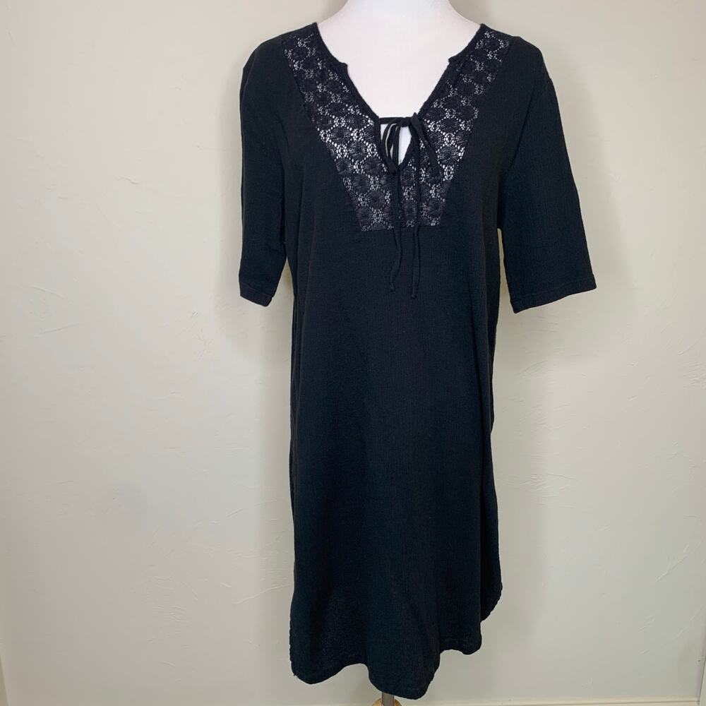 Merona Black Crinkle Cotton Coverup Lightweight Sz Medium